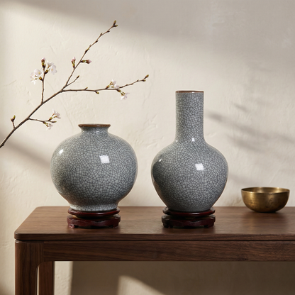 Duo vases céramique craquelée lifestyle