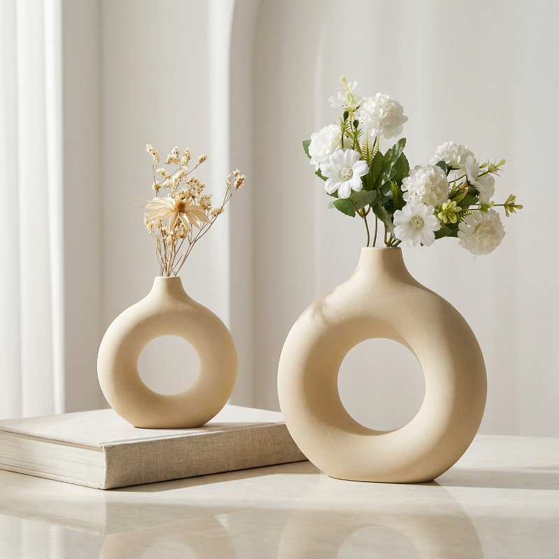 Vases en céramique design circulaire – Style minimaliste moderne