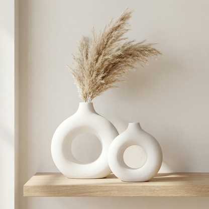 Vases en céramique design circulaire – Style minimaliste moderne