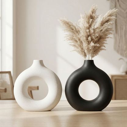 Vases en céramique design circulaire – Style minimaliste moderne
