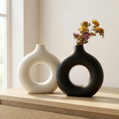 Vases en céramique design circulaire – Style minimaliste moderne