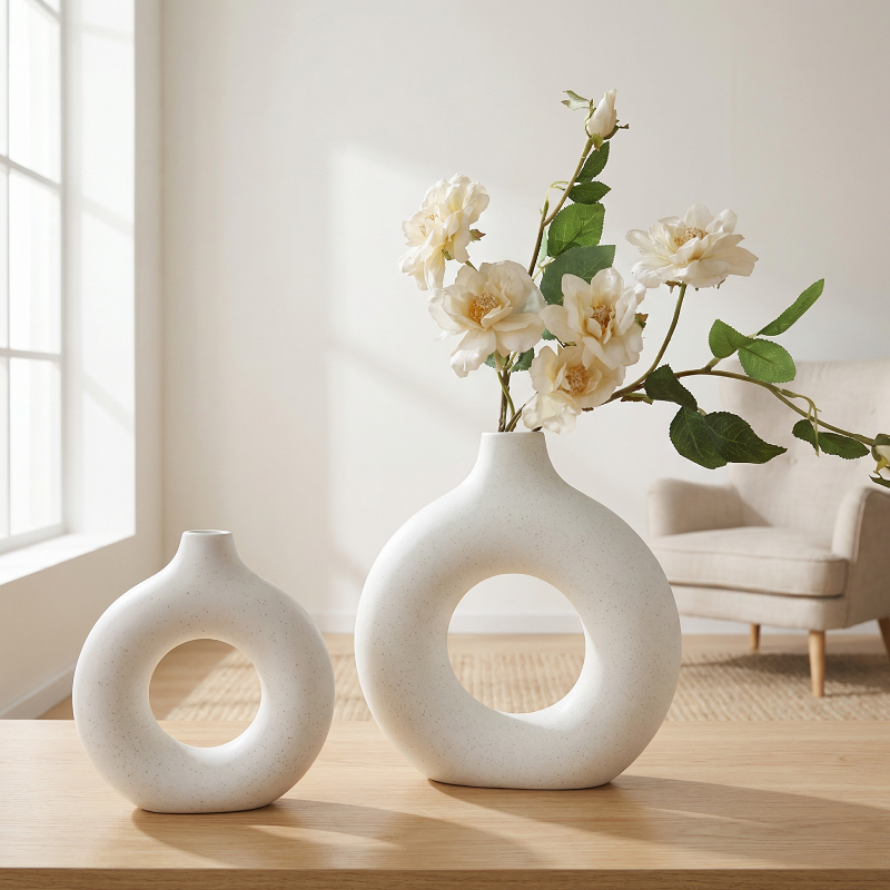 Vases en céramique design circulaire – Style minimaliste moderne