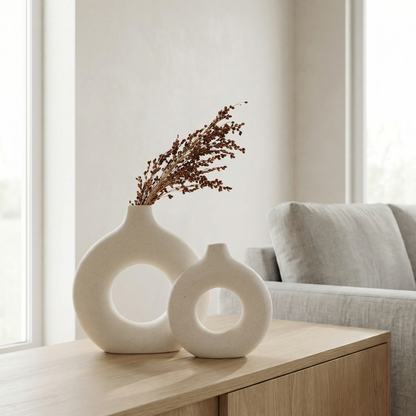 Vases en céramique design circulaire – Style minimaliste moderne