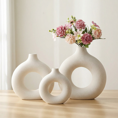 Vases en céramique design circulaire – Style minimaliste moderne