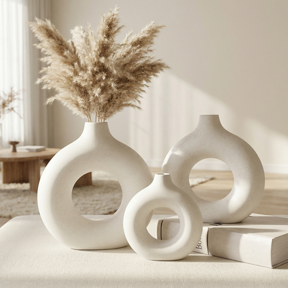 Vases en céramique design circulaire – Style minimaliste moderne