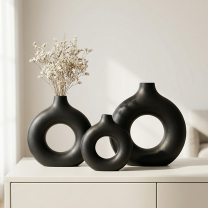 Vases en céramique design circulaire – Style minimaliste moderne