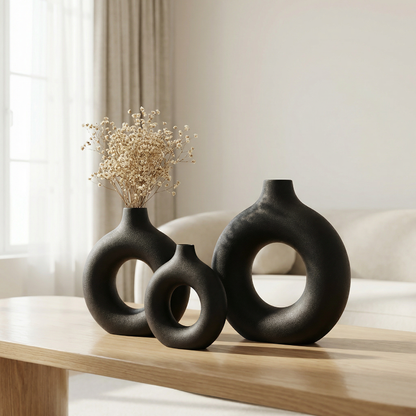 Vases en céramique design circulaire – Style minimaliste moderne
