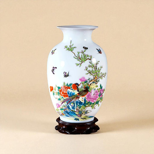 Vase Céramique blanc décor animal