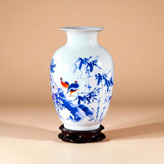 Vase Céramique blanc décor bleu