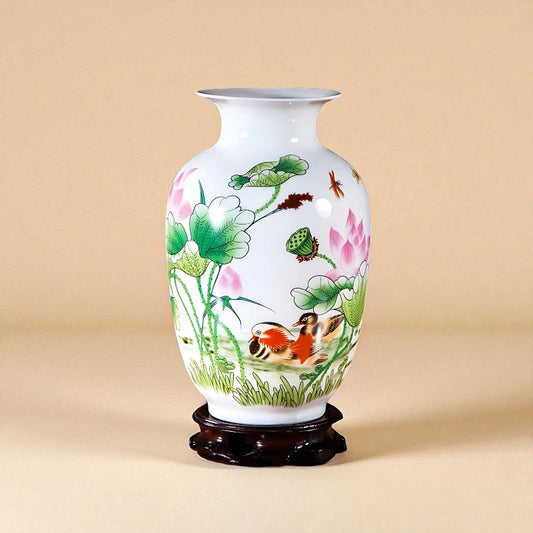 Vase Céramique blanc décor canard