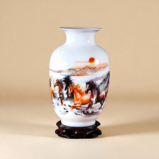 Vase Céramique blanc décor cheval