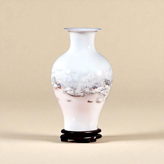Vase Céramique blanc décor enneigé type 5
