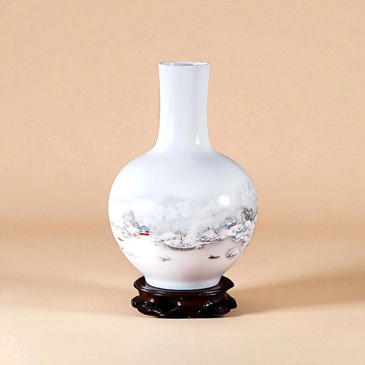 Vase Céramique blanc décor enneigé type 6