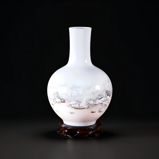 Vase Céramique blanc décor enneigé type 6