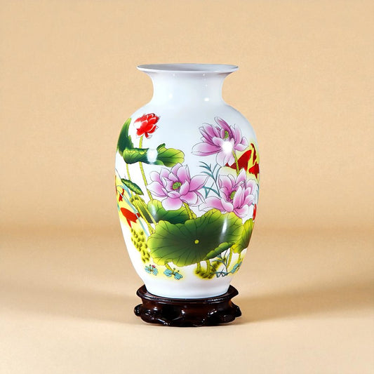 Vase Céramique blanc décor florale type 10
