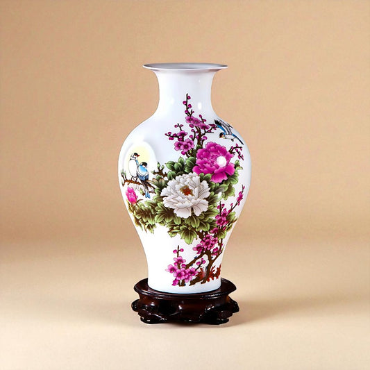 Vase Céramique blanc décor florale type 11