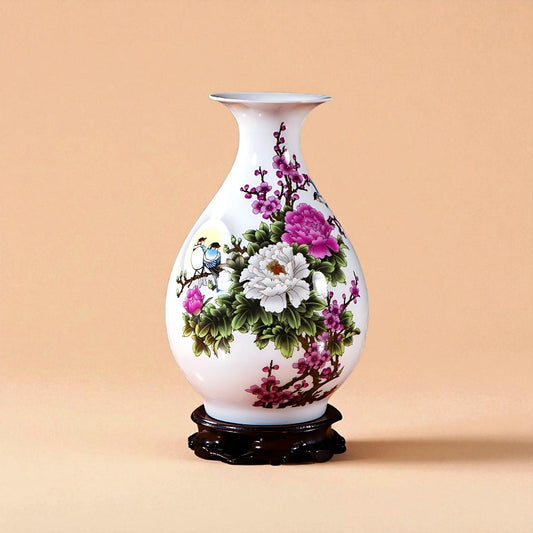 Vase Céramique blanc décor florale type 12