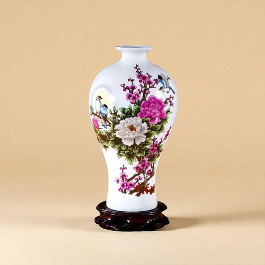 Vase Céramique blanc décor florale type 2