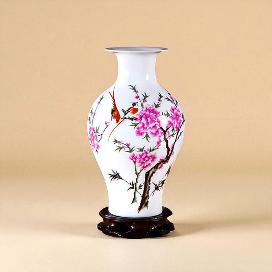 Vase Céramique blanc décor florale type 3
