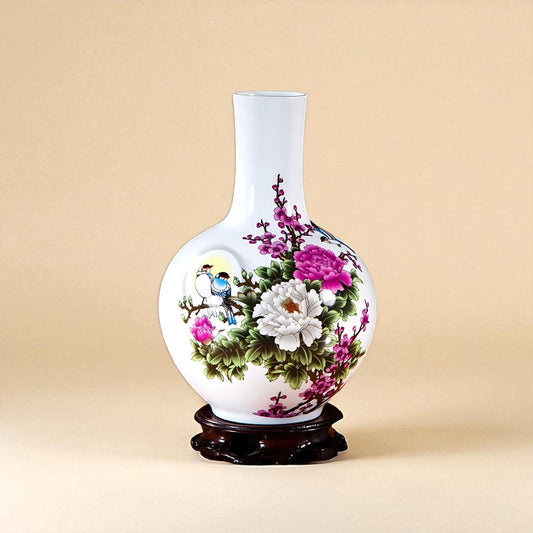 Vase Céramique blanc décor florale type 4