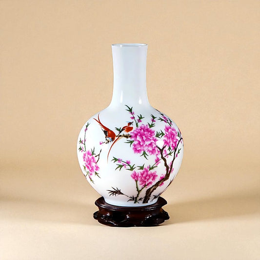 Vase Céramique blanc décor florale type 5