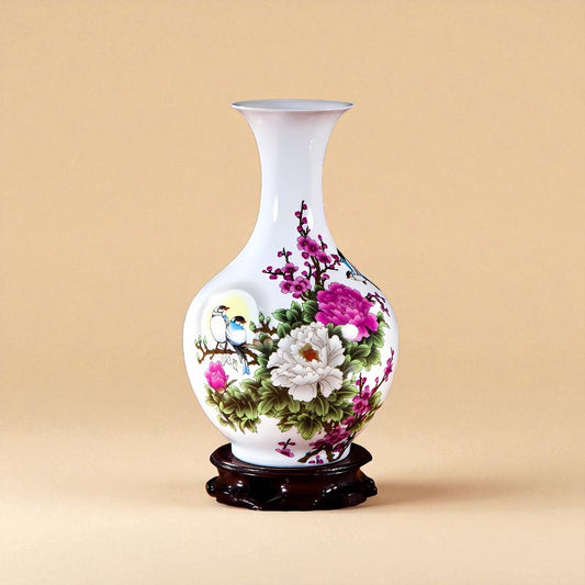 Vase Céramique blanc décor florale type 6