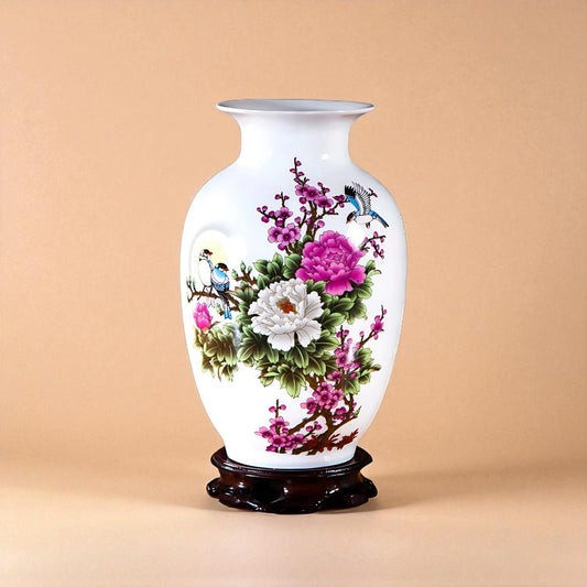 Vase Céramique blanc décor florale type 7