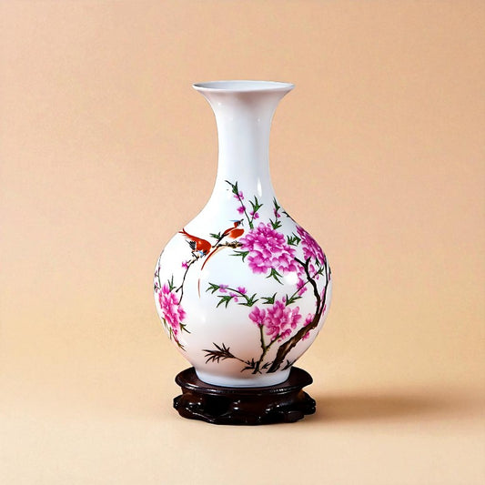 Vase Céramique blanc décor florale type 8