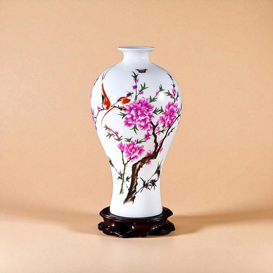 Vase Céramique blanc décor florale type 9