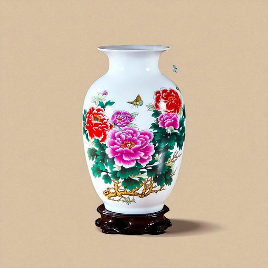 Vase Céramique blanc décor florale