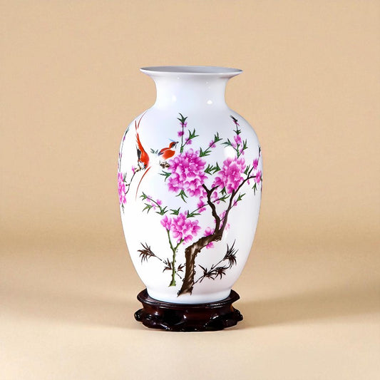 Vase Céramique blanc décor florale type 13