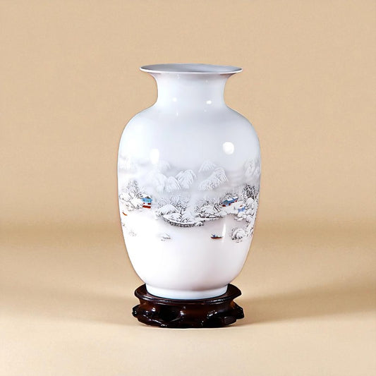 Vase Céramique blanc décor enneigé type 2