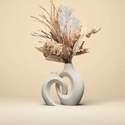 Vase céramique entrelacé blanc