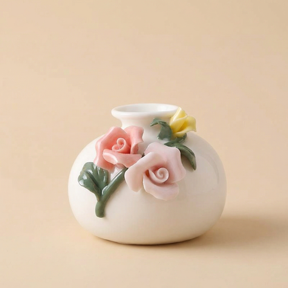 Vases en céramique roses en relief – Collection décorative élégante
