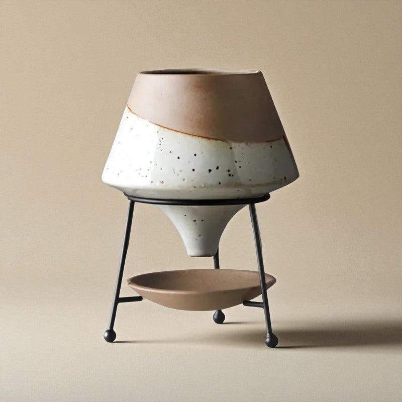 Vase céramique suspendu beige-blanc