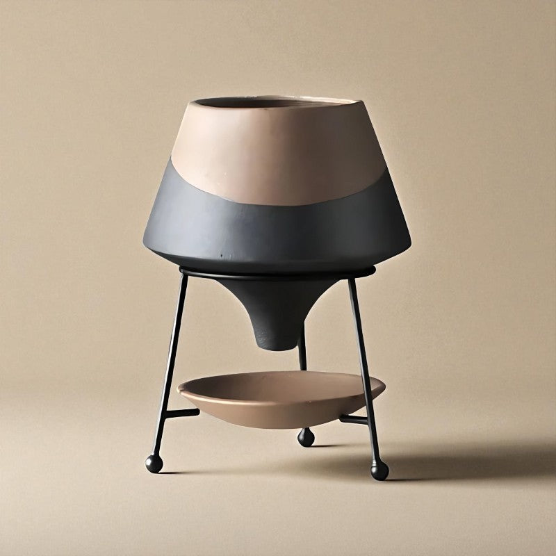 Vase céramique suspendu marron bi-colore