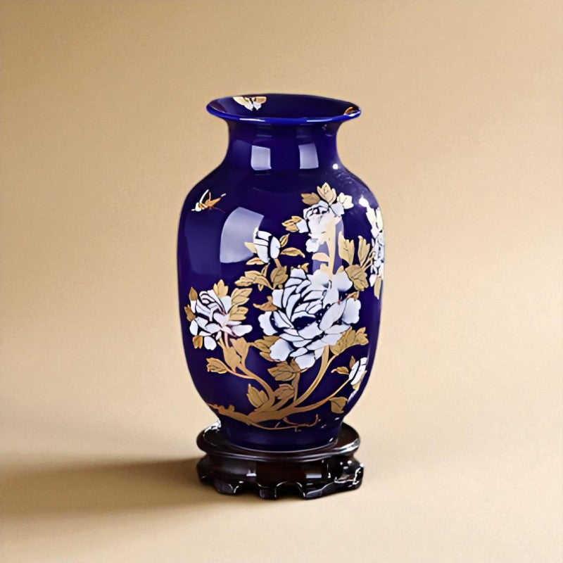 Vase chinois en porcelaine Bleu foncé type 2