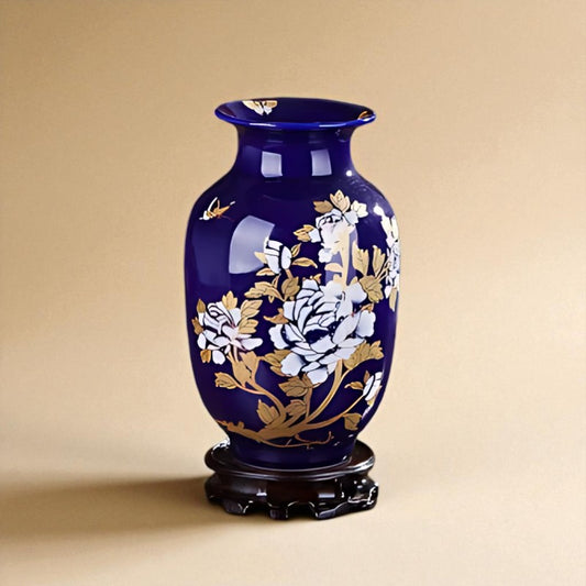 Vase chinois en porcelaine Bleu foncé type 2