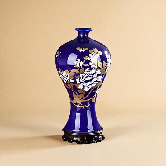 Vase chinois en porcelaine Bleu foncé type 4