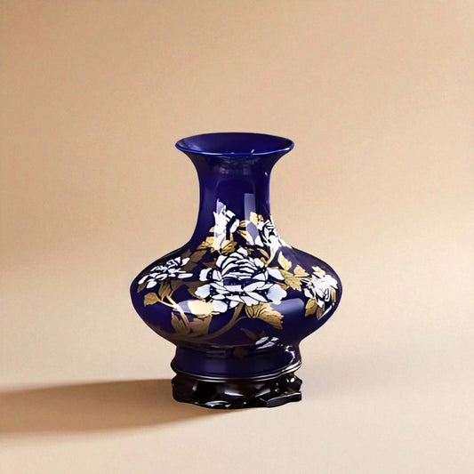 Vase chinois en porcelaine Bleu foncé type 5