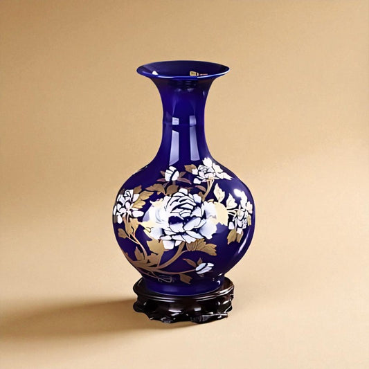 Vase chinois en porcelaine Bleu foncé type 7