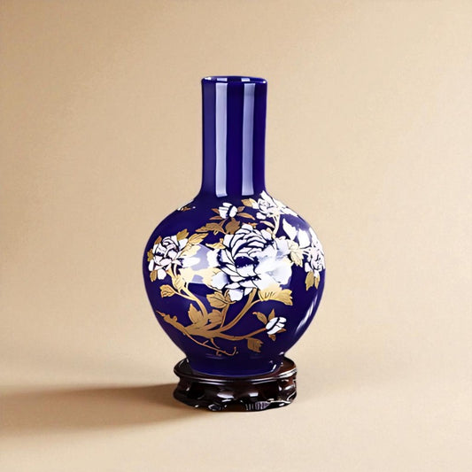 Vase chinois en porcelaine Bleu foncé type 8