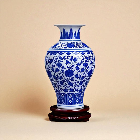 Vase chinois en porcelaine bleu et blanc type 6
