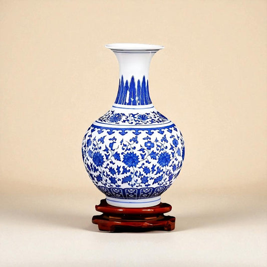 Vase chinois en porcelaine bleu et blanc type 7