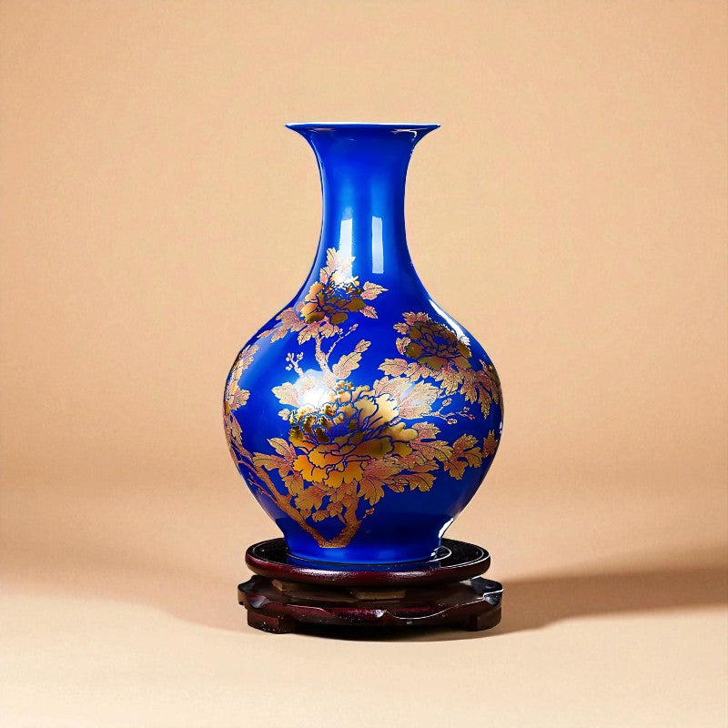 Vase chinois en porcelaine bleu vive type 1