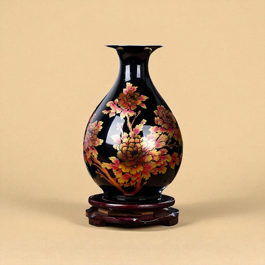 Vase chinois en porcelaine noir vive type 2