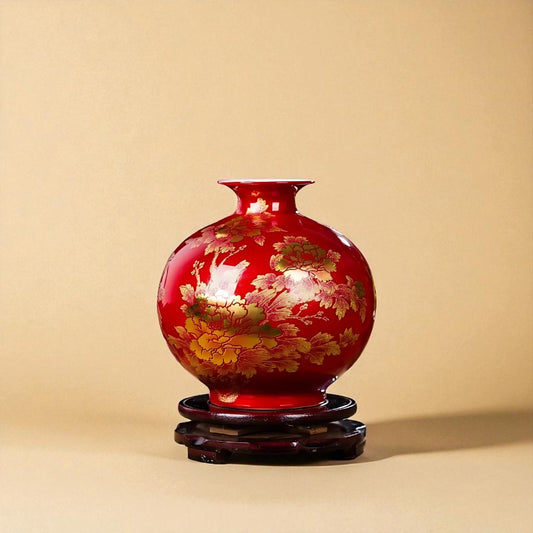 Vase chinois en porcelaine rouge clair type 2