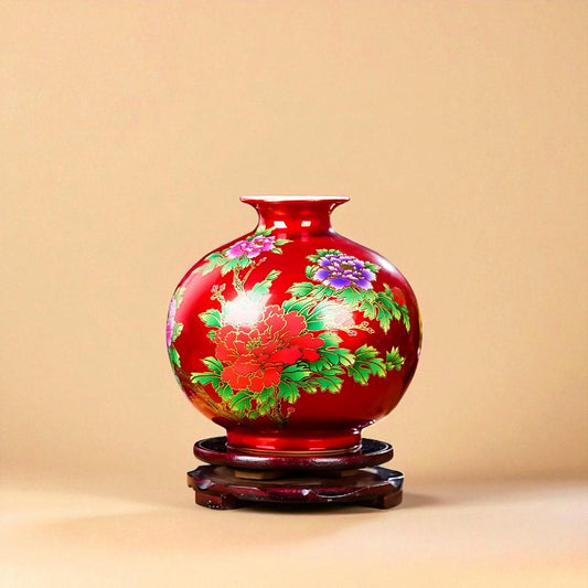 Vase chinois en porcelaine rouge clair type 3