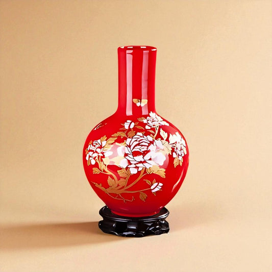 Vase chinois en porcelaine rouge type 2