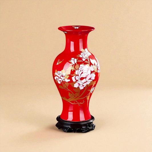 Vase chinois en porcelaine rouge type 3